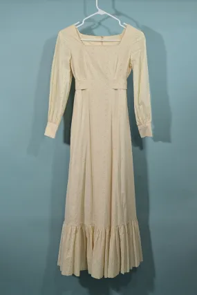 SOLD Vintage Girl's Prairie Eyelet Lace Maxi Dress