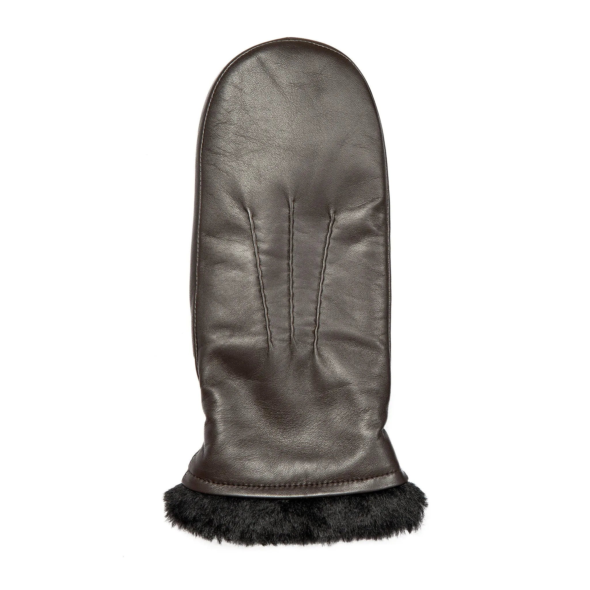 Women’s Three-Point Faux Fur-Lined Leather Mittens