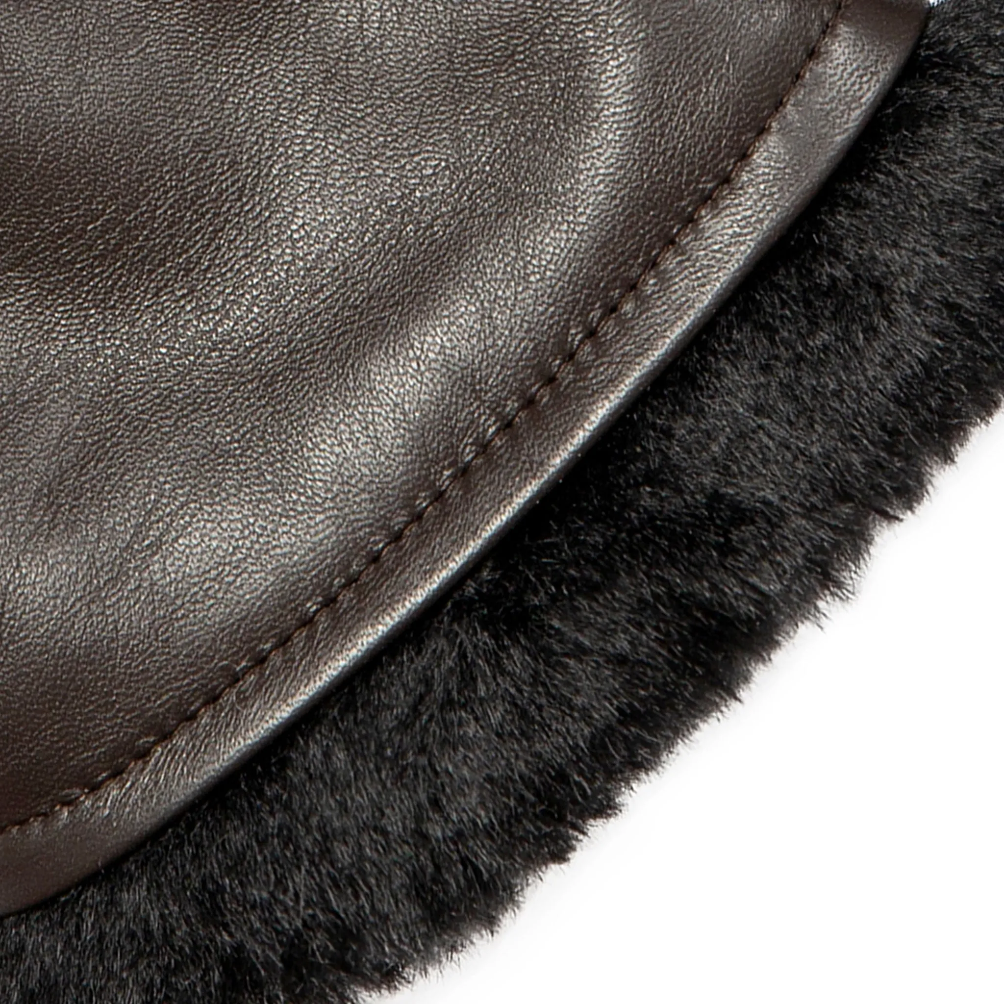 Women’s Three-Point Faux Fur-Lined Leather Mittens